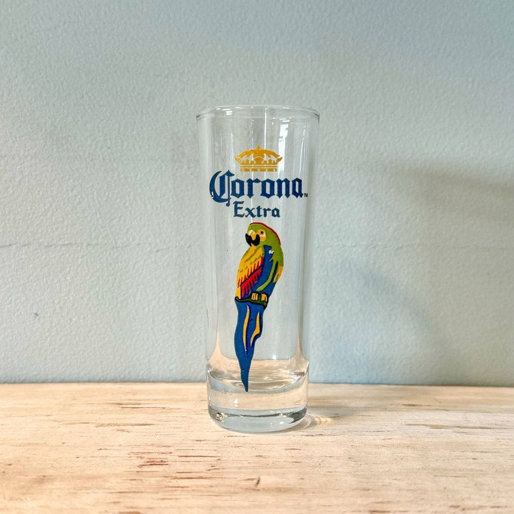 Corona Extra 4 Inch Shot Glass | Parrot Souvenir Collectible Barware